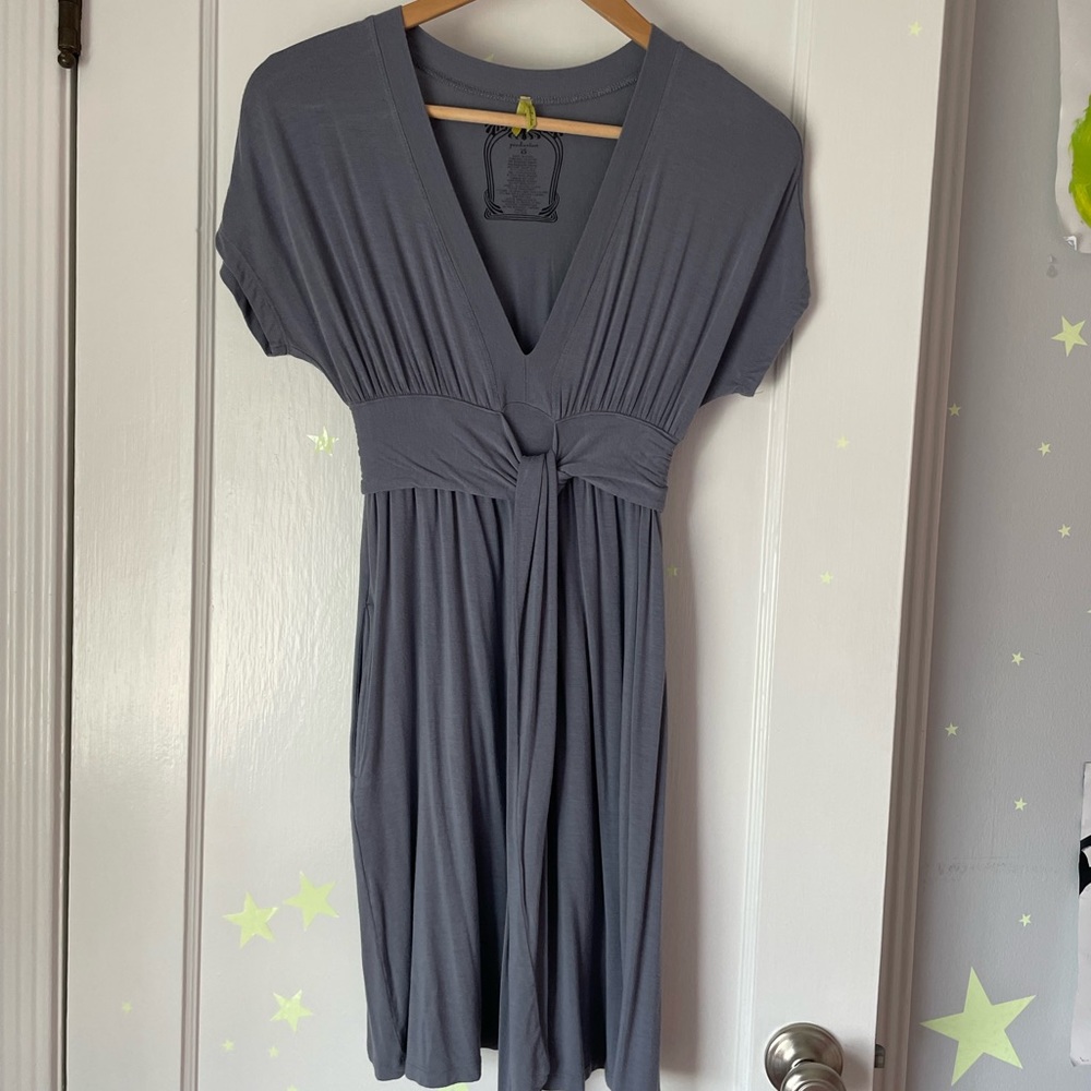 Anthropologie tie waist jersey dress with pockets